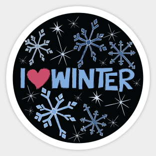 I Heart Winter Illustrated Text with snowflakes Sticker